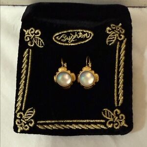 Brighton Gold-Tone Mother-of-Pearl Flower Drop Earrings - Black & Gold